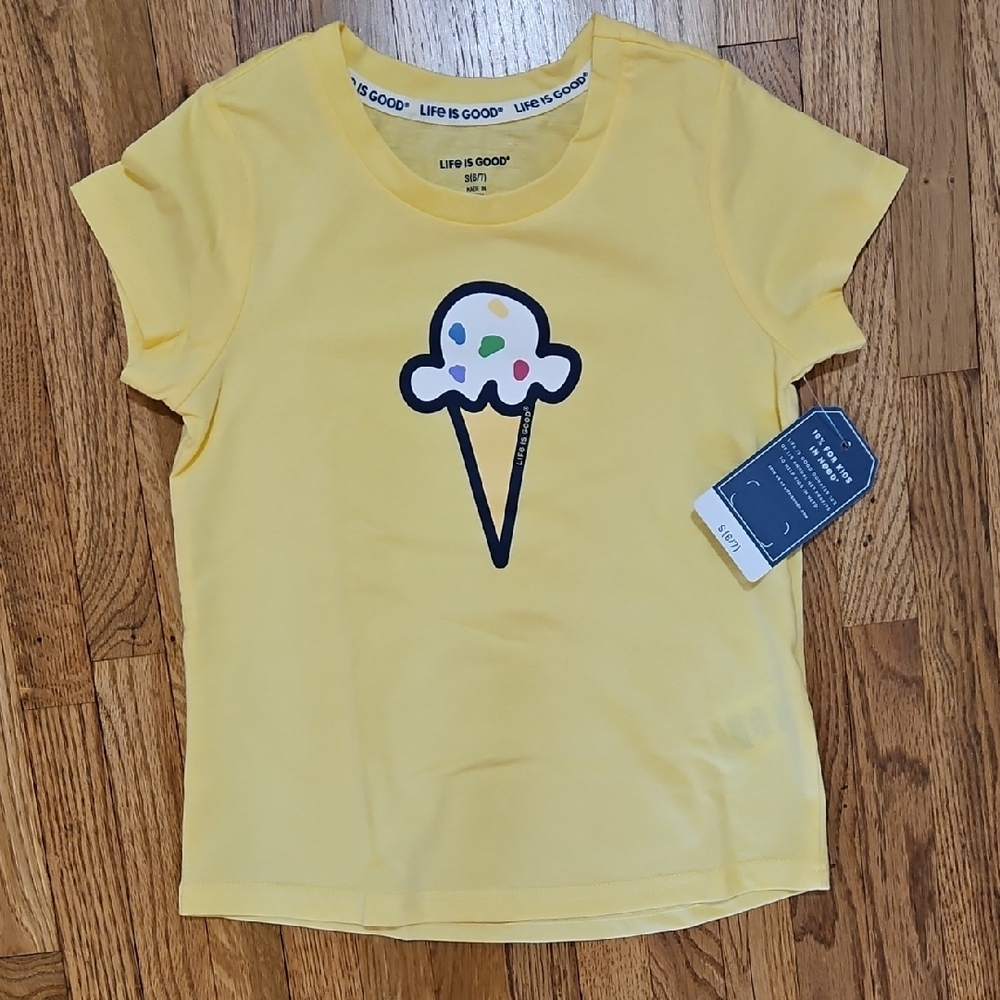 Life is Good Kids Yellow Ice Cream T-Shirt